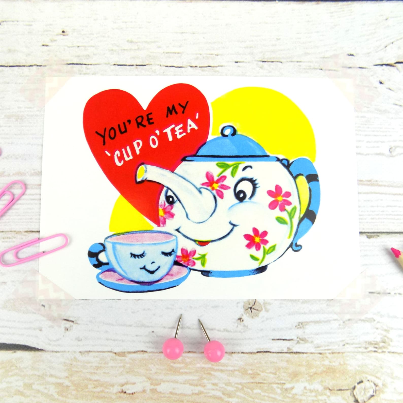 Teapot Print Postcard You're My Cup Of Tea Cute Tea Quote Etsy