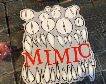 Seven Die-Cut MIMIC vinyl stickers - DnD, Dungeons and Dragons, Pathfinder, RPG, gaming, games