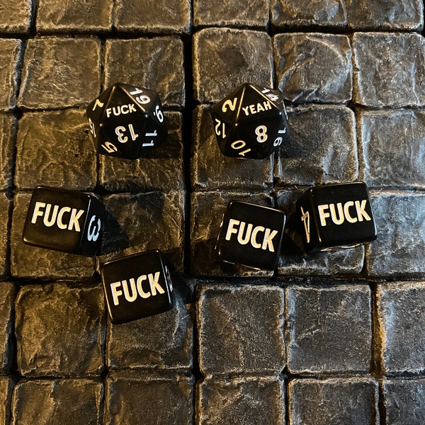 2 F*uck D20s and 4 F D6 - 20 sided dice- 6 Sided Dice - Dungeons and Dragons, Pathfinder  Dungeon Master, DM, RPG
