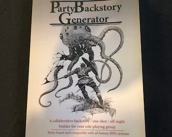 Party Backstory Generator softcover + PDF, D&D, DnD, Dungeons and Dragons, Pathfinder, RPG