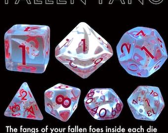 Fallen Fang Dice Set - RED ink - Dungeons and Dragons, Pathfinder  Dungeon Master, DM, RPG, D&D, custom vampire dragon dice