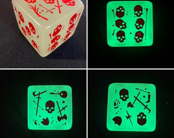 Super rare - un modèle phosphorescent de 5 cm avec encre blanche - Mini cube gélatineux massif et dés, donjons et dragons, Pathfinder Dungeon Master