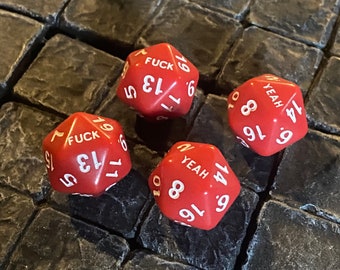 Rouge - QUATRE F*uck Yeah 20 Side Dice - D20s - Donjons et Dragons, Pathfinder Dungeon Master, DM, RPG