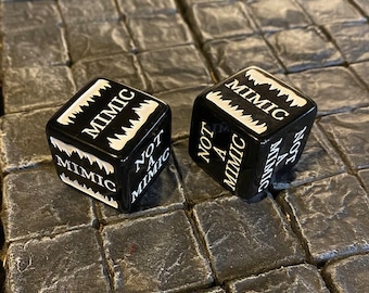 Two (2) Not a Mimic / Mimic Dice! 1" Dungeons and Dragons, Pathfinder  Dungeon Master, DM, RPG