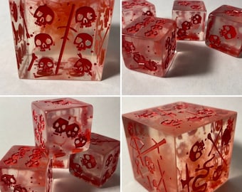 Five Dice Set - One 2" Blood Massive Gelatinous with Four 1" Cube Set, Dice, Dungeons and Dragons, Pathfinder  Dungeon Master