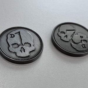 Two D2 Coins - Gray Metal - Mork Borg, OSR, Dungeons and Dragons, Pathfinder  Dungeon Master, DM, RPG