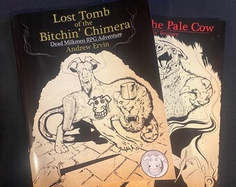 Rare 2 Book Set Dead Milkmen - Lost Tomb of the Bitchin' Chimera - DnD D&D Dungeons and Dragons RPG OSR Role playing Games