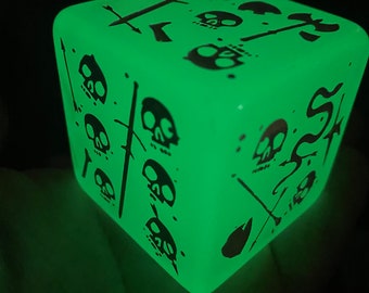 Super rare - un modèle phosphorescent de 5 cm avec encre blanche - Mini cube gélatineux massif et dés, donjons et dragons, Pathfinder Dungeon Master