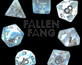 Preorder - Fallen Fang Dice Set - WHITE ink - Dungeons and Dragons, Pathfinder  Dungeon Master, DM, RPG, D&D, custom vampire dragon dice