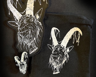 Baphomet Bundle with large patch, glow in the dark enamel pin, and ritual bag