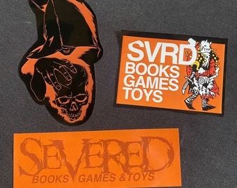 Severed Books vinyl stickers - DnD, Dungeons and Dragons, Pathfinder, RPG, gaming, games