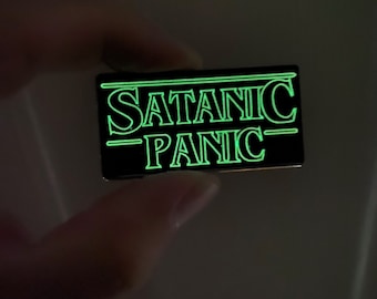Satanic Panic Enamel Pin - glow in the dark - vintage retro Dungeons and Dragons, Pathfinder, DM, OSR, DND, D&D Stranger Things