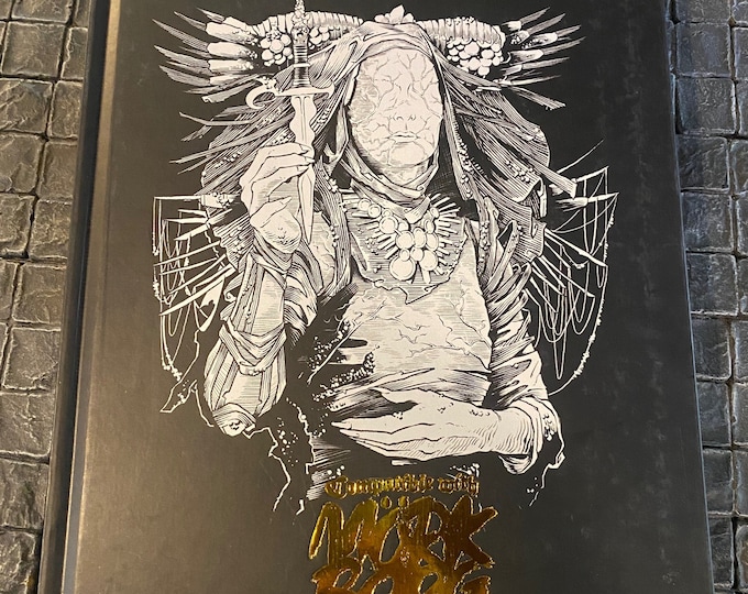 Featured listing image: Mork Borg - Beneath the Inverted Church Hardcover Signed and Remarqued - Gold Edition only 225 printed, OSR