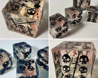 Five Dice Set - One 2" Blood Massive Gelatinous with Four 1" Cube Set, Dice, Dungeons and Dragons, Pathfinder  Dungeon Master