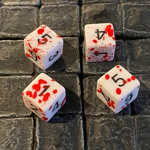 Four Blood Splatter D6s - Dungeons and Dragons, Murder Hobo, OSR, Pathfinder  Dungeon Master, DM, RPG, D&D, dice