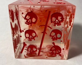 One 2" Blood Massive Gelatinous Cube Mini and Dice, Dungeons and Dragons, Pathfinder  Dungeon Master