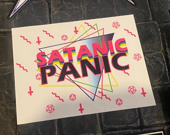 Satanic Panic vinyl sticker - 80s Vintage DnD, Retro Dungeons and Dragons, Pathfinder, RPG, gaming, games