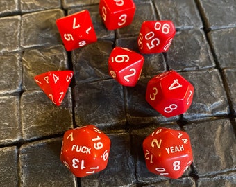 Red set of F*uck Yeah dice - 8 dice total Dungeons and Dragons, Pathfinder  Dungeon Master, DM, RPG, D&D, custom dice