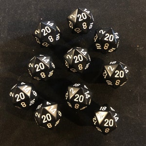 TEN (10) 20-Sided Dice D20s Dungeons and Dragons, Pathfinder  Dungeon Master, DM, RPG, D&D, custom dice