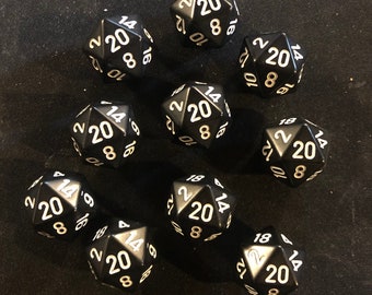 TEN (10) 20-Sided Dice D20s Dungeons and Dragons, Pathfinder  Dungeon Master, DM, RPG, D&D, custom dice