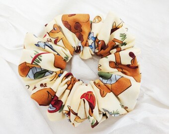 Dog Print Scrunchie, Cartoon Dogs, Dog Kennel And Paw Prints Cotton Fabric