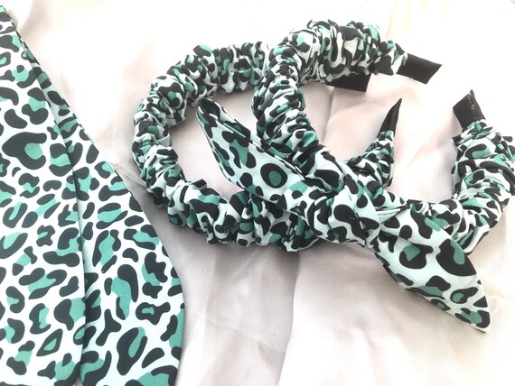 Leopard Print Headband in Shades of Green With A Touch of  display picture 2