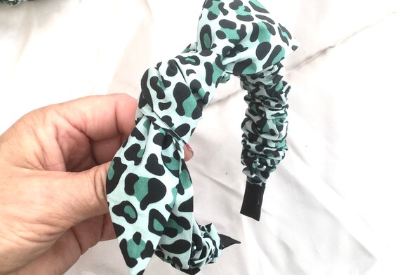 Leopard Print Headband in Shades of Green With A Touch of  display picture 3