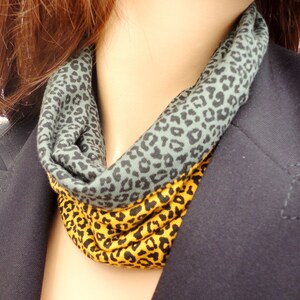 Circular Scarf, Reversible Leopard Print Neck Tube, Infinity Scarf