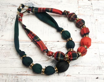 Mothers Day Gift, Two Tartan Statement Necklace Certain to Liven up Your Favourite ‘T’ Shirt, Blouse, Sweater or Dress.