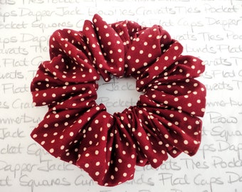 Burgundy and Ivory Spot Hair Scrunchie, Hair Scrunchies, Burgundy Scrunchie, Spot Scrunchie, Designer Scrunchie