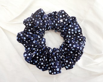 Blue Stars On A Black Background Scrunchie, Star Gazers Scrunchie