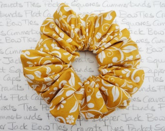 Gold Floral Scrunchie, Add A Touch Of Glamour To Your Hair