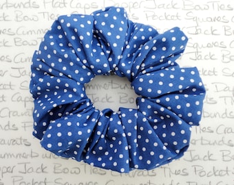 Blue And White Spot Scrunchie, Scrunchies For Girls, Hair Accessories, Designer Scrunchies Beautifully Made