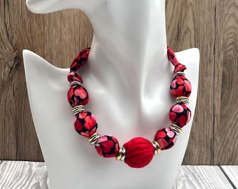 Red Hearts Valentines Statement Necklace, Certain to Liven up Your Favourite ‘T’shirt, Blouse, Sweater or Dress.