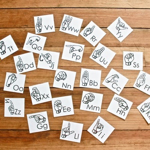 Tarjetas del alfabeto en lenguaje de señas Montessori