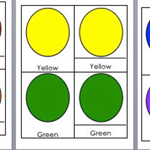 Tarjetas de colores Montessori Waldorf de 3 partes