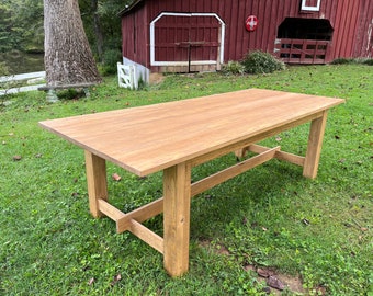 Farmhouse Dining Table // Rustic Farm Table // Trestle Base // Family Table // Oak Table // Wedding Venue Table