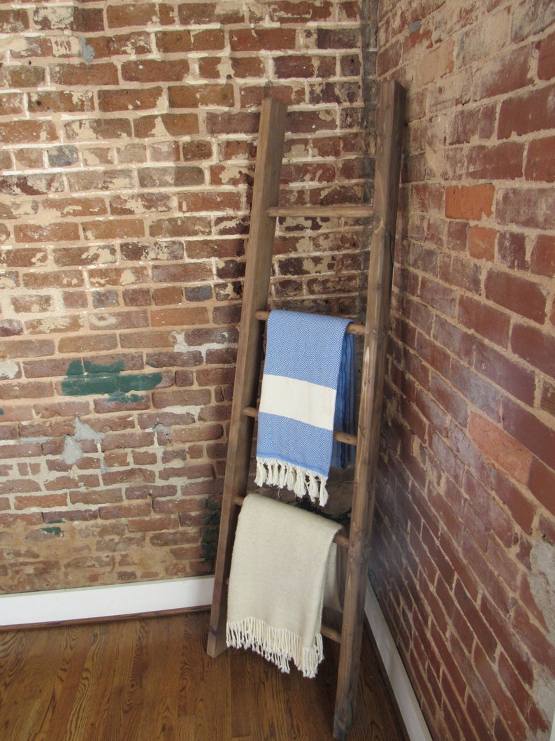 Farmhouse Blanket Ladder Round Rung Ladder Rustic Wooden Ladder Quilt