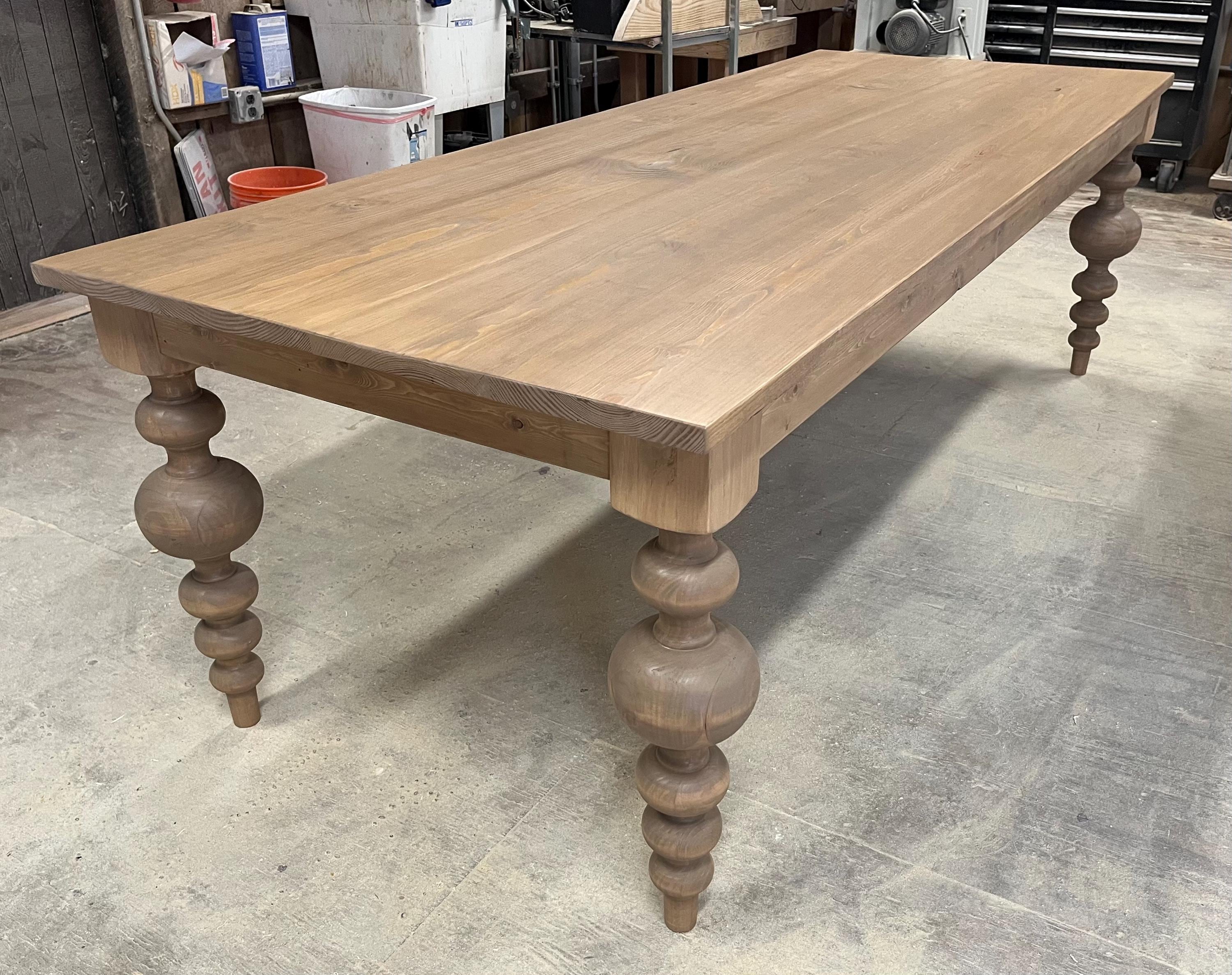 Farmhouse Dining Table // Large Turned Leg Table // Family Dining Table // Ball Leg // Farmhouse Modern