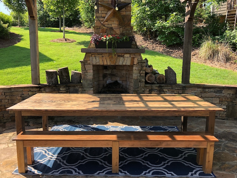 Farmhouse Dining Table Douglas Fir Wood Reclaimed Family Style Distressed Long