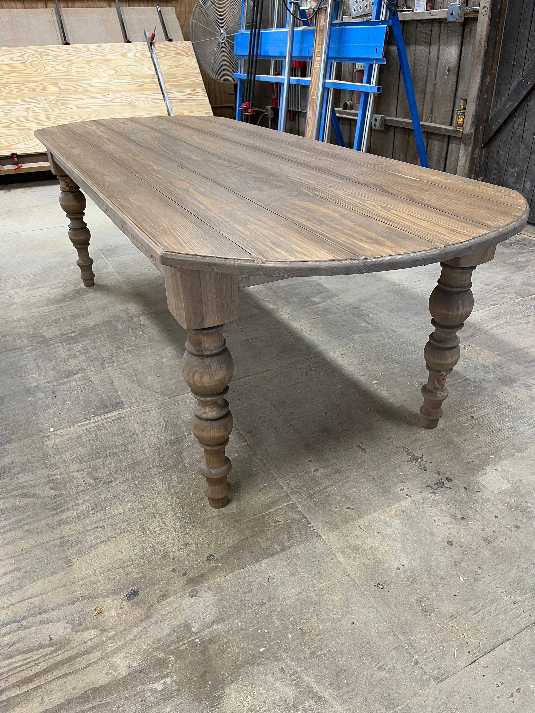 Rustic Brown Farmhouse Dining Table, Chunky Turned Legs, Oval Top - Etsy