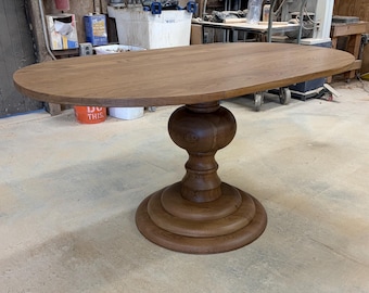 Table d'appoint en bois tourné, pieds boule, table de petit-déjeuner, ronde et ovale