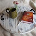 Round Farmhouse Serving Tray w/ Handles / Distressed Serving Tray / Coffee Table Centerpiece / Farmhouse Decor Tray / Ottoman Decor