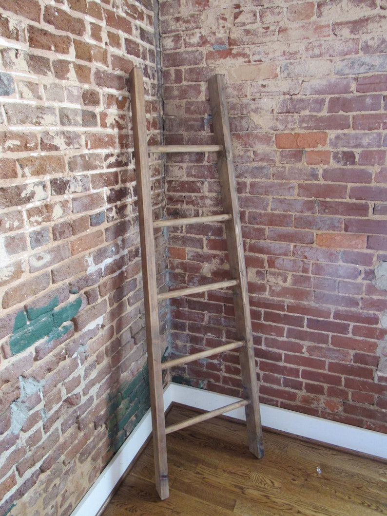 Farmhouse Blanket Ladder // Round Rung Ladder // Rustic Wooden Etsy