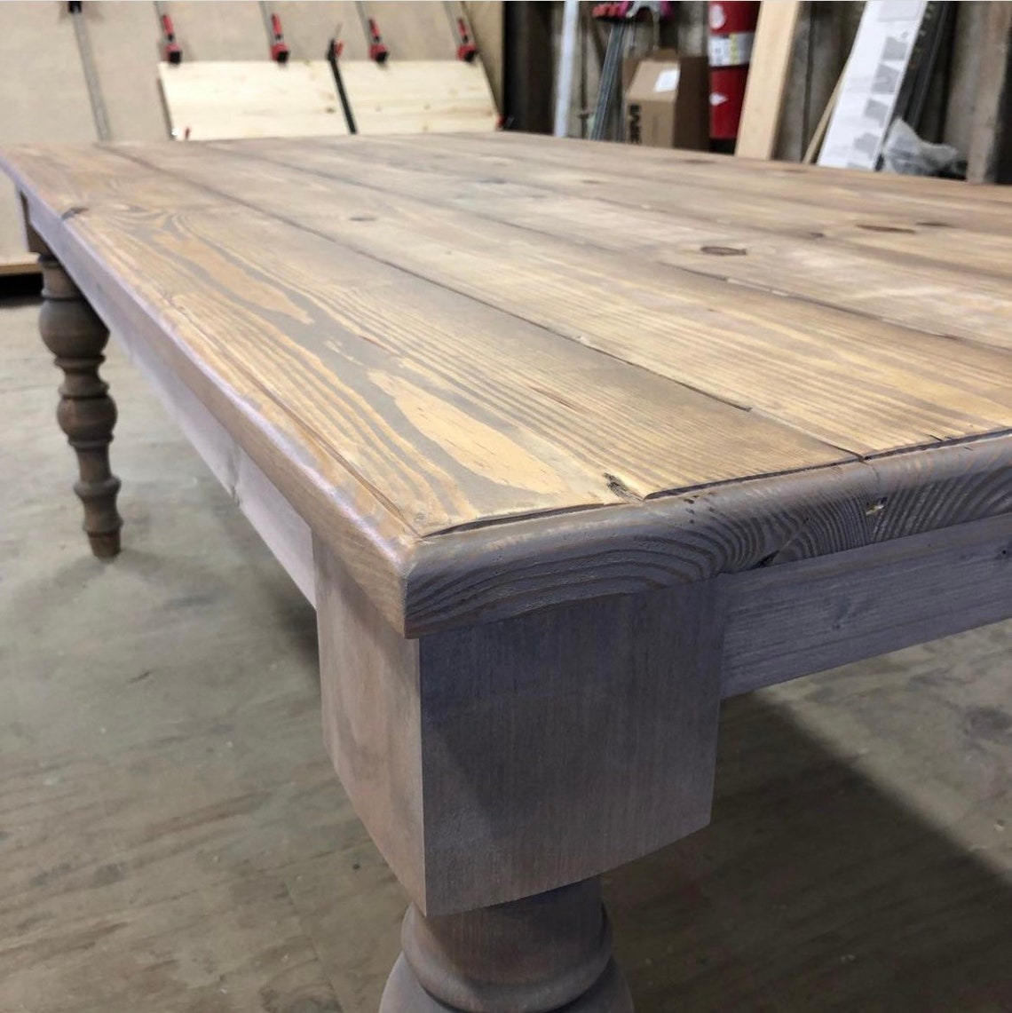 Farmhouse Dining Table // Chunky Legs // Distressed Dining Etsy