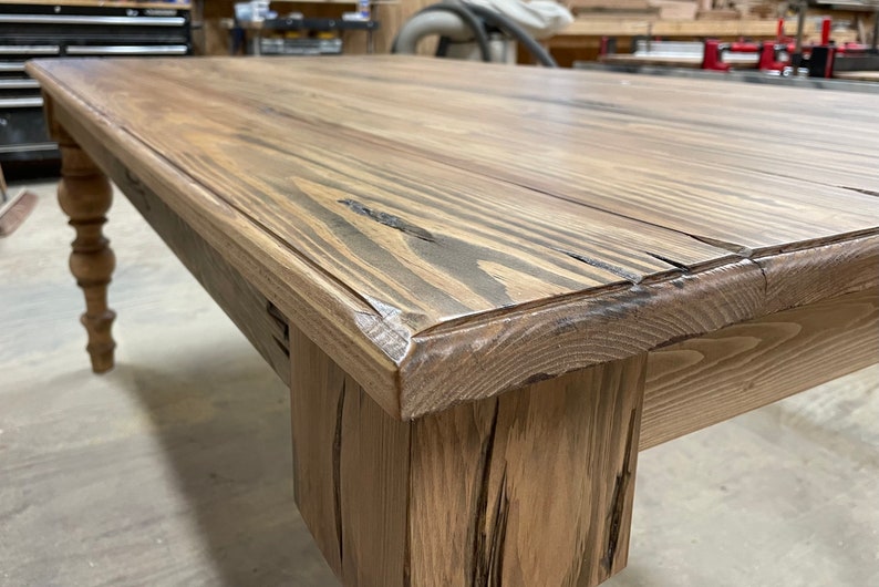 Farmhouse Dining Table // Chunky Legs // Distressed Table // Farm Table // Modern Table // Family Table // Arhaus Table // Kitchen Table image 3