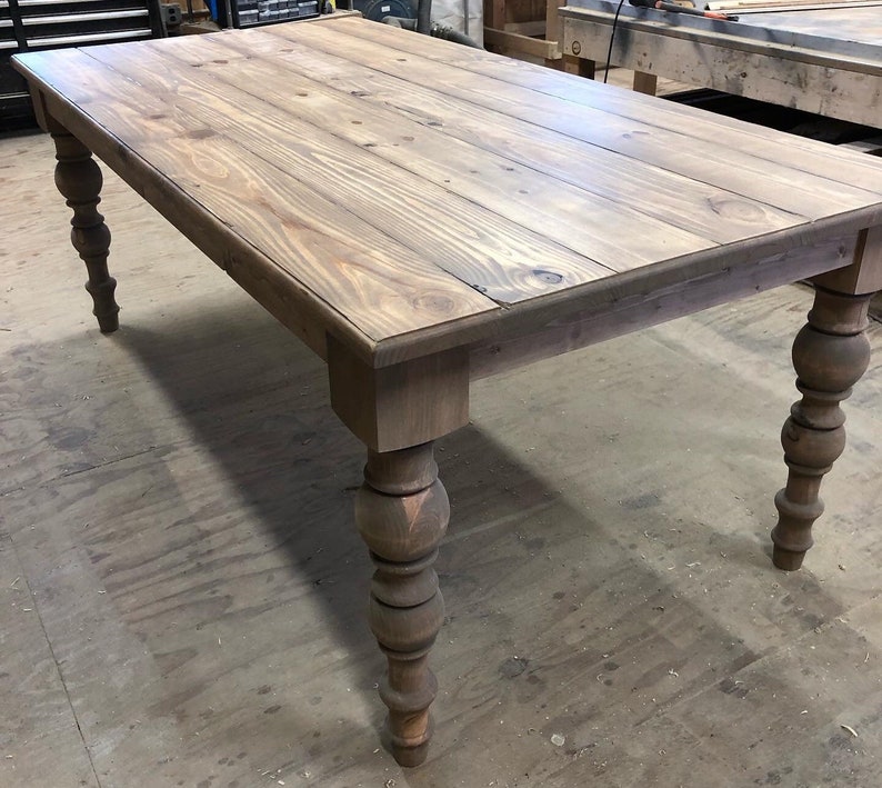 Farmhouse Dining Table // Chunky Legs // Distressed Dining Etsy