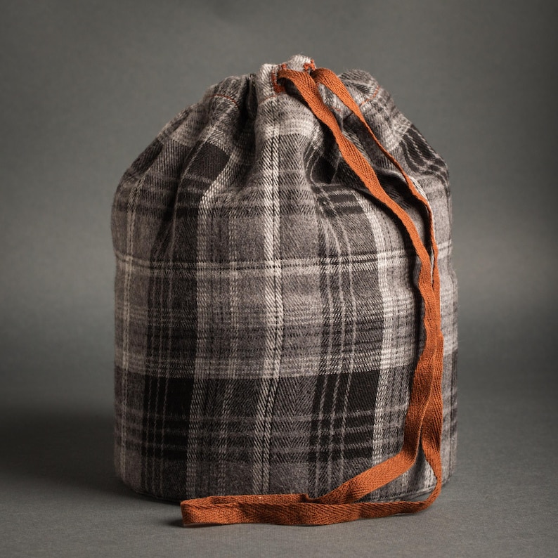 Travel fabric teaware pouch bag for matcha bowl-chawan, teapot,tea set/Outdoor picnic handbag/Handmade gift bag for ceramics for him and her Silver checkered