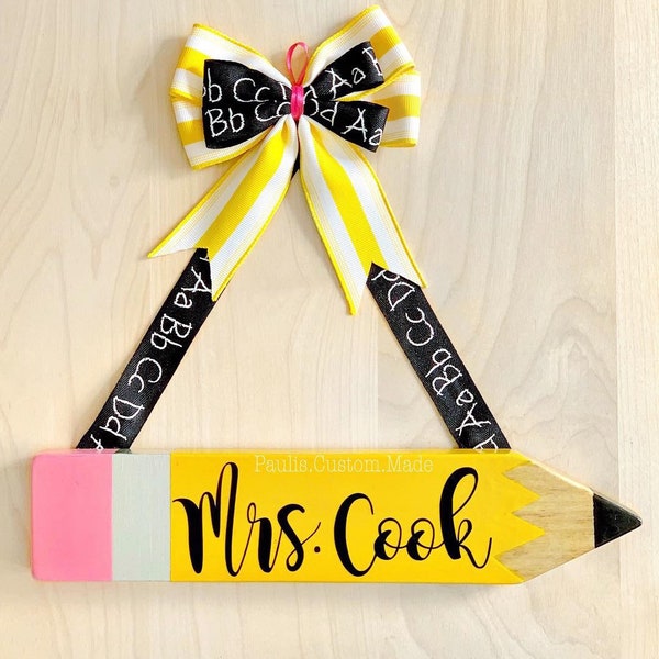 New *Bigger Size* Pencil Teacher Sign, Classroom Decor, Coach, Principal, Nurse, Councelor, Personalized Gifts, Teacher Appreciation Week