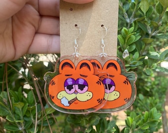 Orange cat cigarette earrings